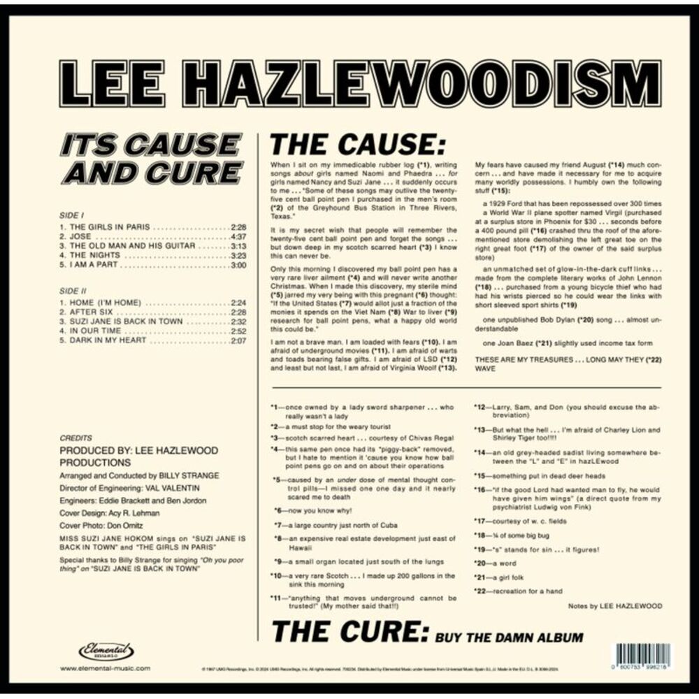Lee Hazlewood - Lee Hazlewoodism: Its Cause & Cure  LP LP